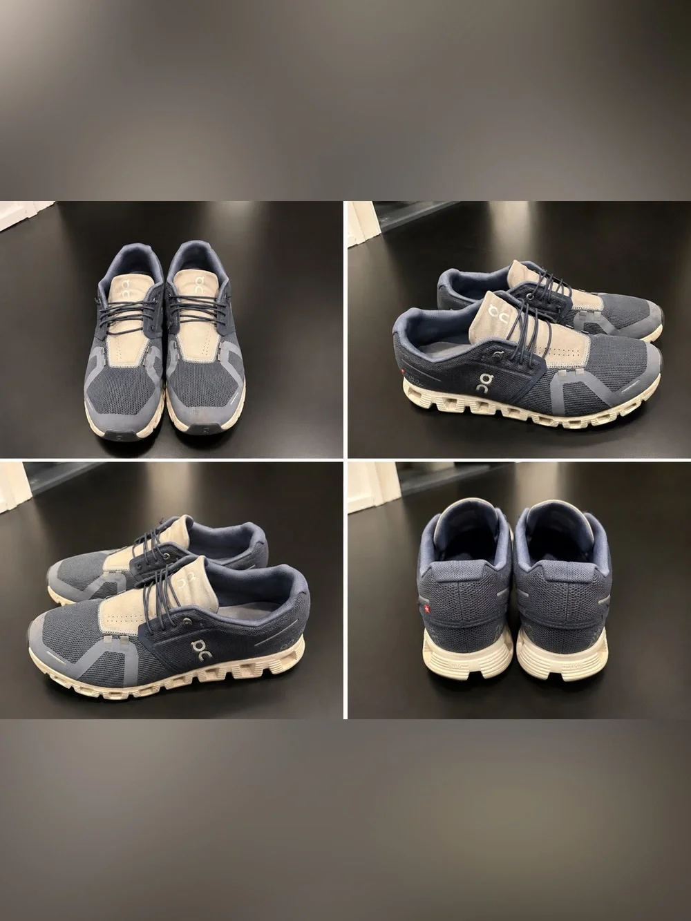 On Running Men's Navy and Beige Cloud Sneakers